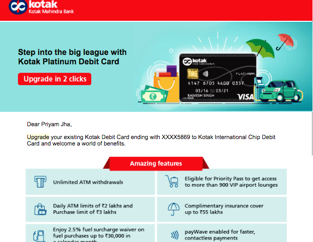 Kotak Mahindra, Email Example | WebEngage